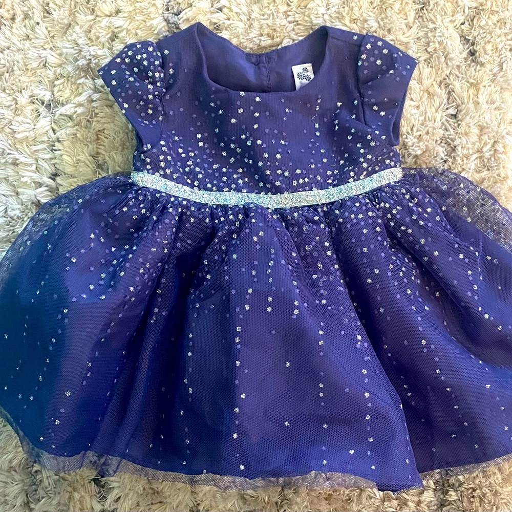 Newborn girls dress sparkly blue